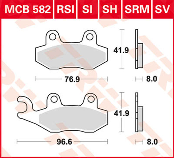 Pastillas de freno sinterizadas offroad serie SI TRW KAWASAKI KVF 750/SUZUKI LTR450/YAMAHA YFM700/YFZ450R/YFZ450