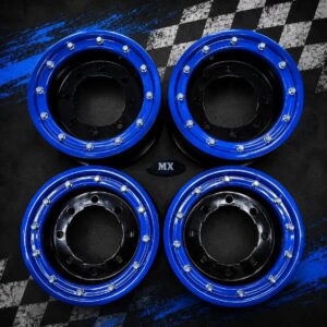 LLANTAS PACK 4 UNIDADES MX RACING DELANTERA/TRASERAS NEGRAS EN ALUMINIO 2 X 10"/2 X 9" beadlock AZUL