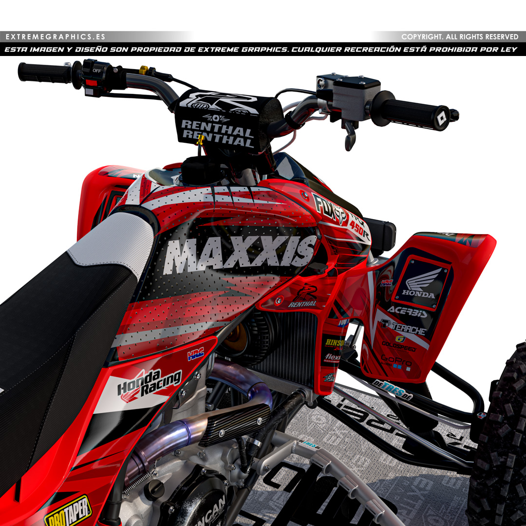 VINILO RACE HONDA TRX 450 PLASTICA ROJA - Imagen 3