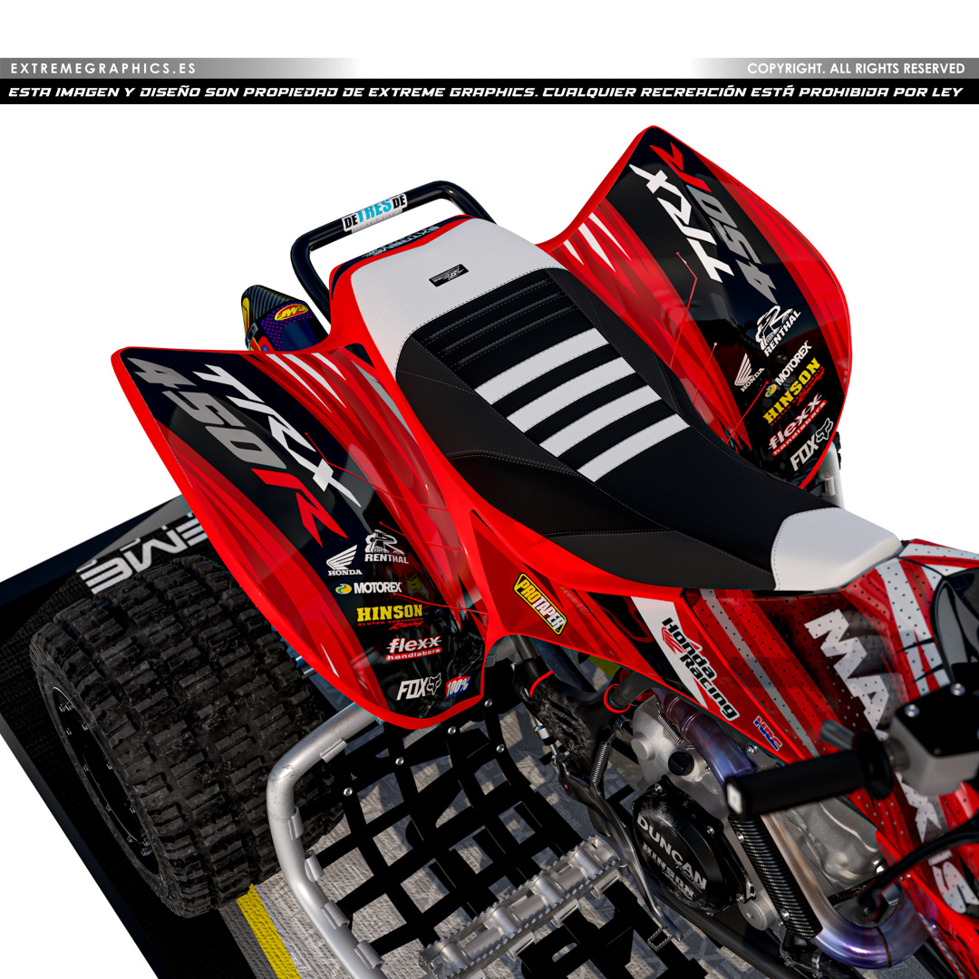 VINILO RACE HONDA TRX 450 PLASTICA ROJA - Imagen 2