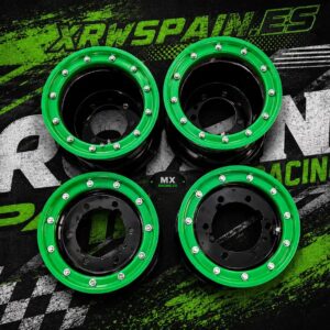 llantas pack 4 unidades mx racing delanteras/traseras en alumino 2 X 10"/2 X 9" beadlock verde anonizado