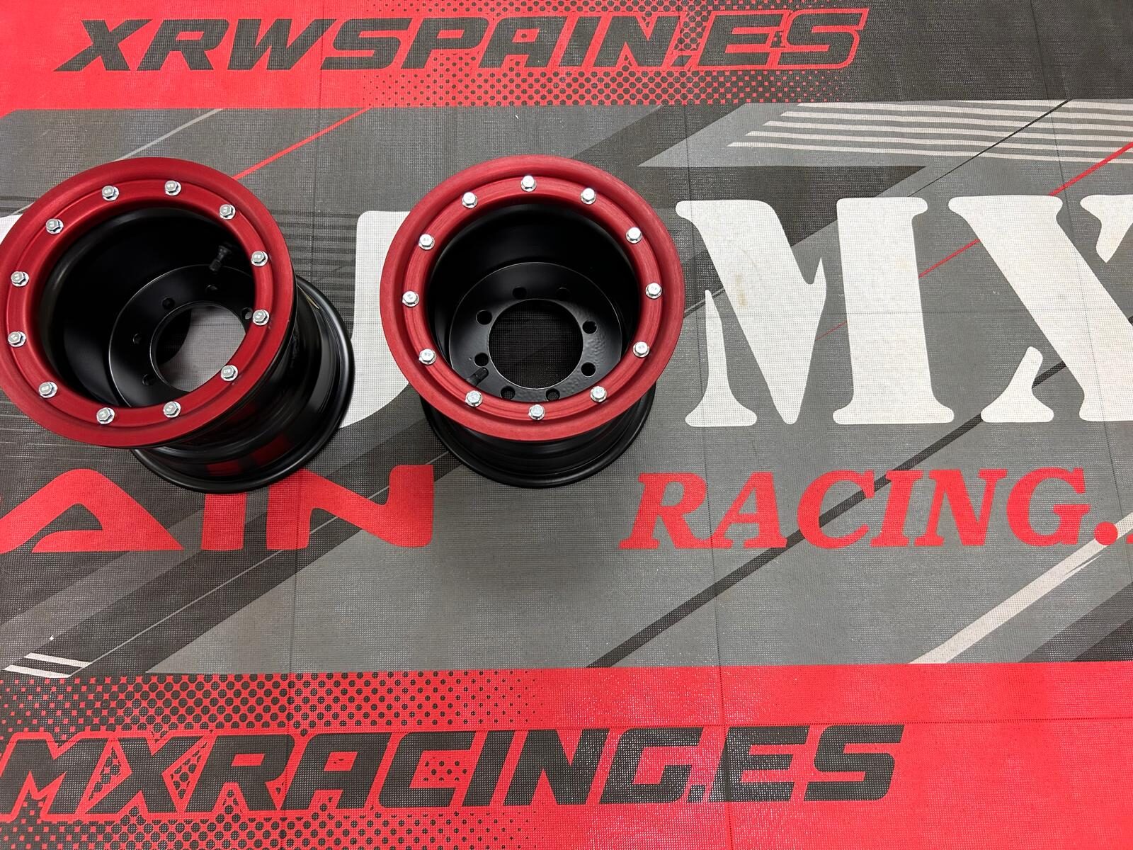 llantas pack 4 unidades mx racing delanteras/traseras en alumino 2 X 10"/2 X 9" beadlock rojo anonizado/llanta negra anonizada - Imagen 2