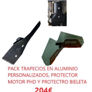 Protector trapecio aluminio personalizados + protector motor suzuki +protector bieleta para ltz 400