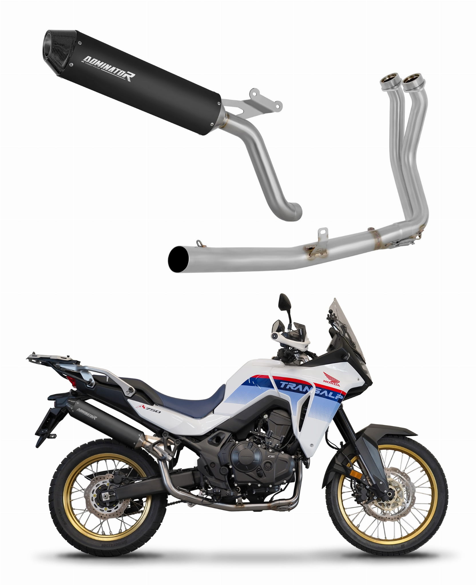 Sistema de escape Colector Silenciador MX2 NEGRO + dB killer Honda XL 750 TRANSALP 2023