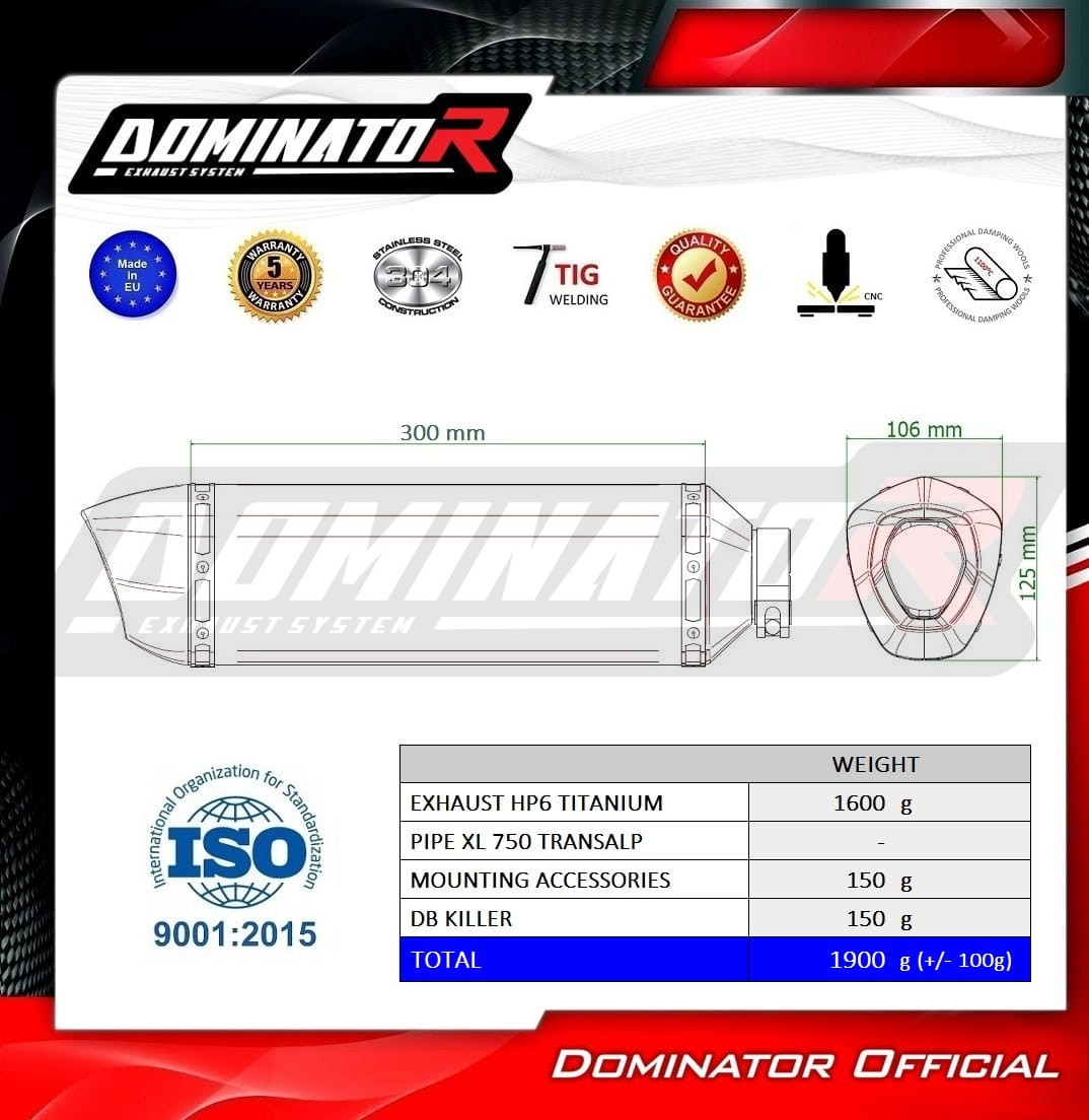 Silenciador Escape Titanio HP6 + dB killer Honda XL 750 TRANSALP 2023 - Imagen 2